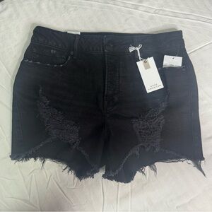 Good American Black Distressed Women Shorts